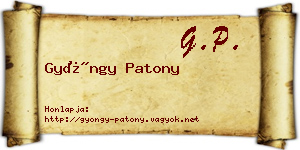 Gyöngy Patony névjegykártya